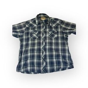 Wrangler Western Fashion Snap Shirt Men's Short Sleeve Plaid Sz XXL